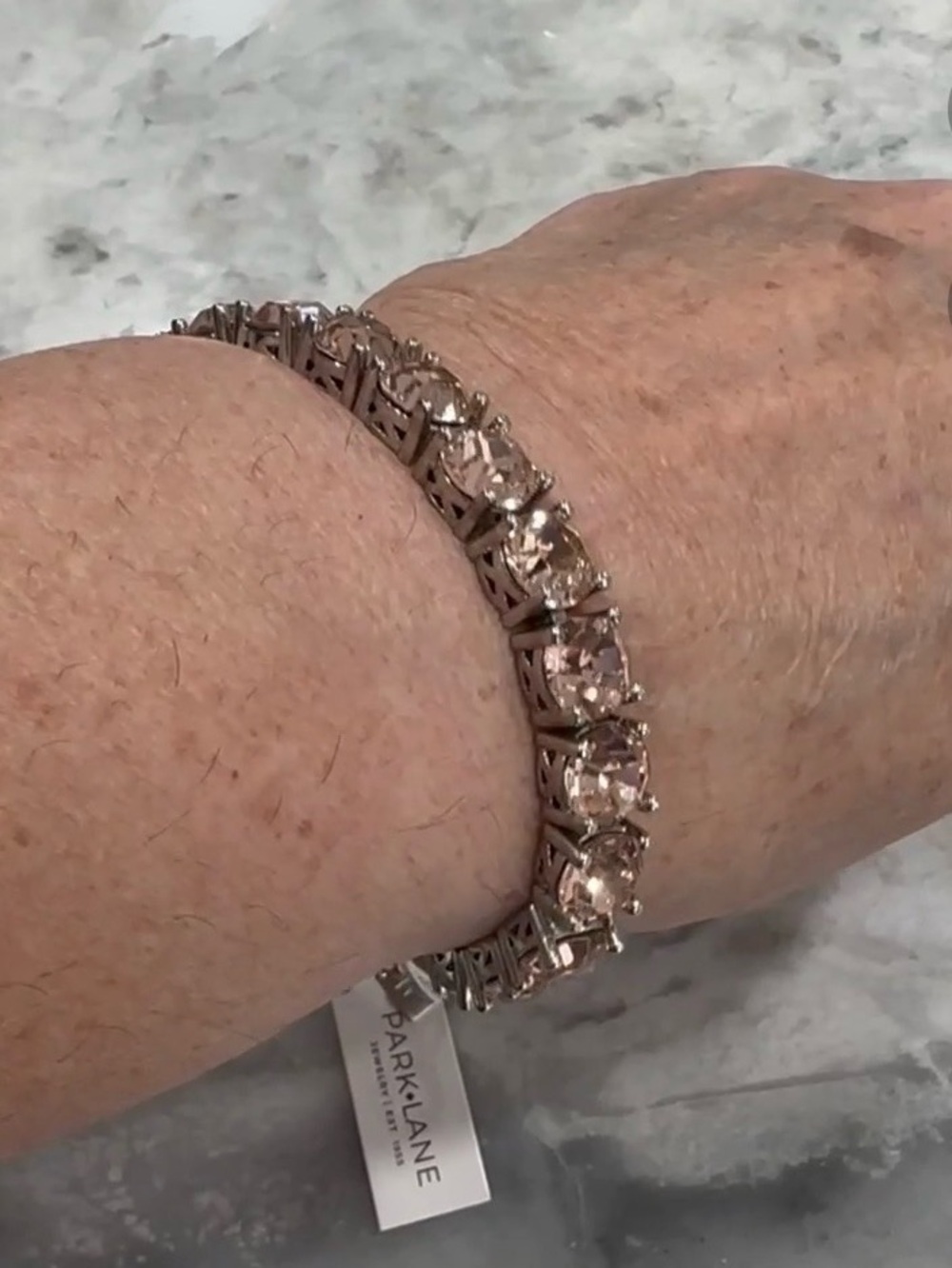 Park Lane Impression Rose Blush Crystal Tennis Bracelet - Silver Setting